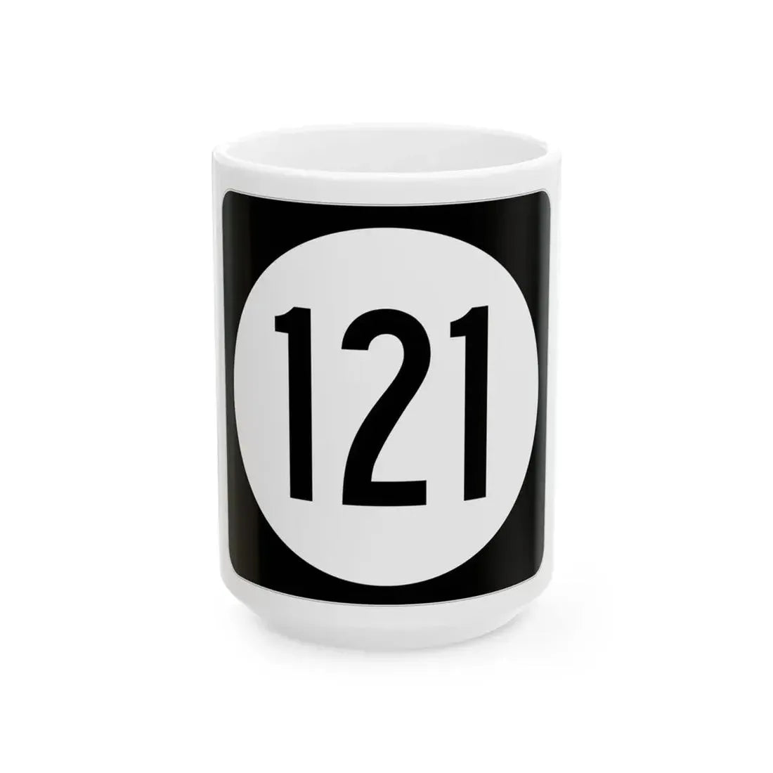 Iowa 121 (Iowa) (Road Sign) White Coffee Mug 15oz - Go Mug Yourself