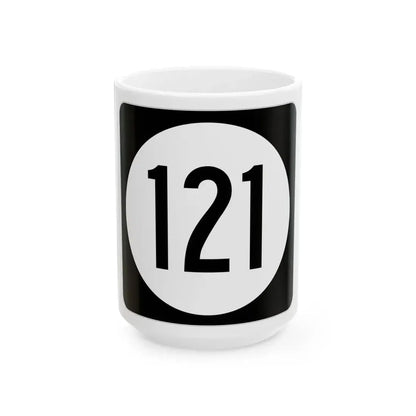 Iowa 121 (Iowa) (Road Sign) White Coffee Mug 15oz - Go Mug Yourself