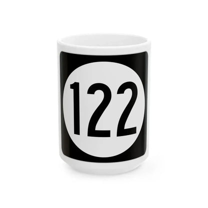 Iowa 122 (Iowa) (Road Sign) White Coffee Mug 15oz - Go Mug Yourself