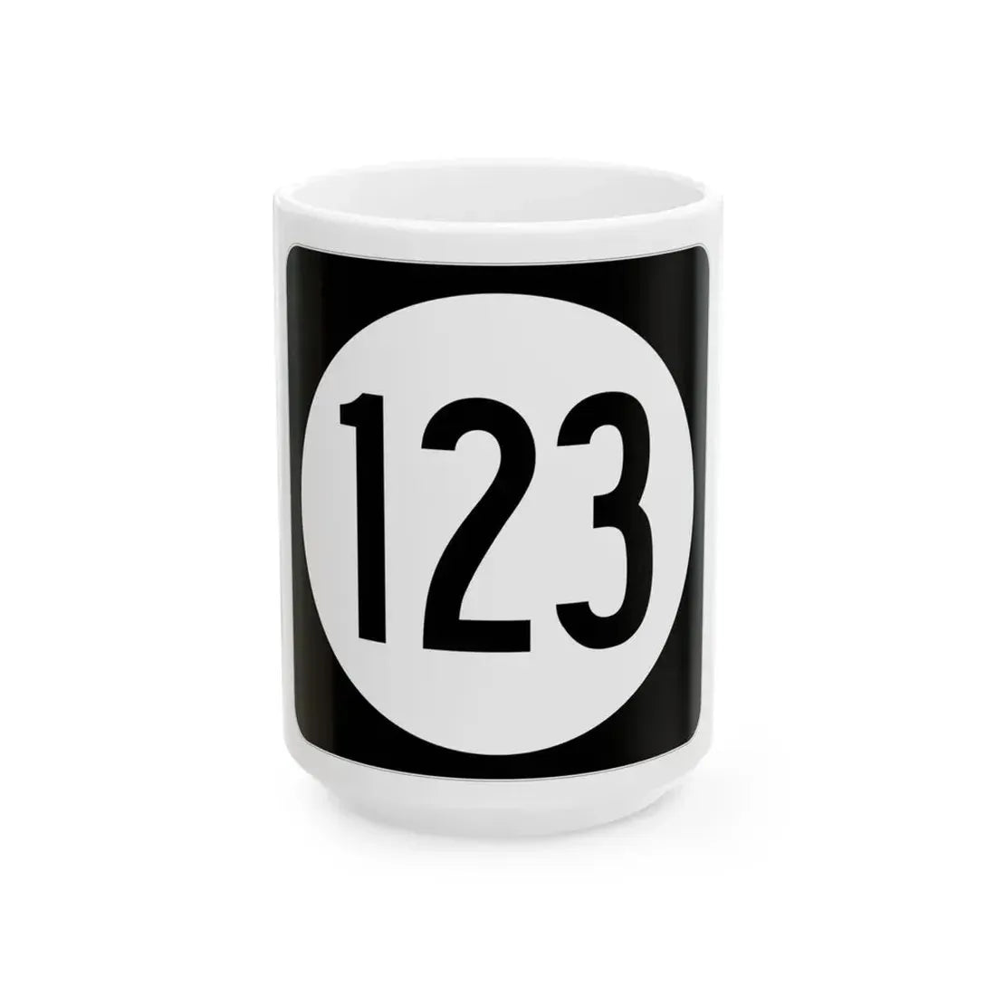 Iowa 123 (Iowa) (Road Sign) White Coffee Mug 15oz - Go Mug Yourself