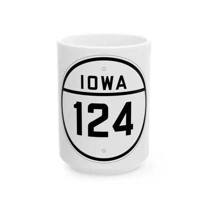 Iowa 124 1926 (Iowa) (Road Sign) White Coffee Mug 15oz - Go Mug Yourself