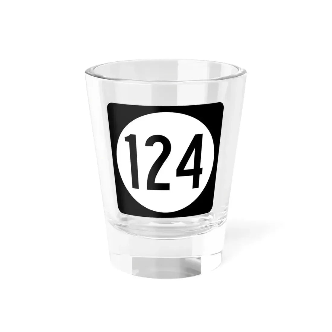Iowa 124 (Iowa) (Road Sign) Shot Glass 1.5oz 1.5oz - Go Mug Yourself