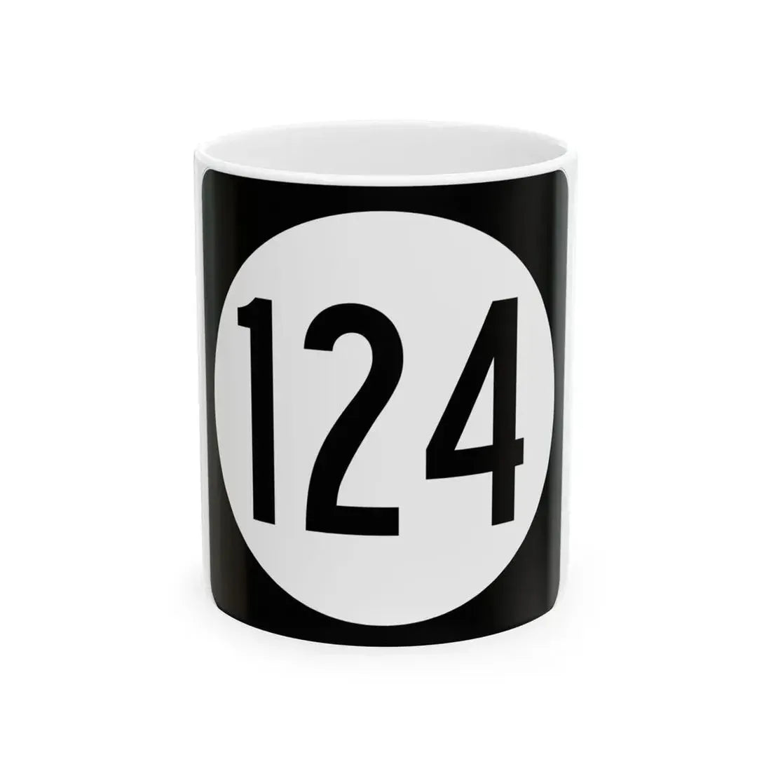 Iowa 124 (Iowa) (Road Sign) White Coffee Mug 11oz - Go Mug Yourself