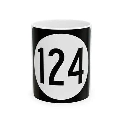 Iowa 124 (Iowa) (Road Sign) White Coffee Mug 11oz - Go Mug Yourself