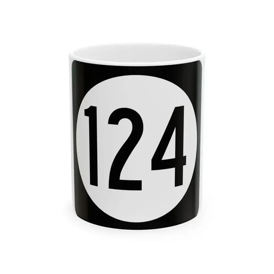 Iowa 124 (Iowa) (Road Sign) White Coffee Mug 11oz - Go Mug Yourself