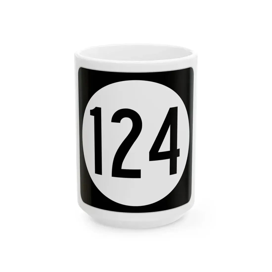 Iowa 124 (Iowa) (Road Sign) White Coffee Mug 15oz - Go Mug Yourself