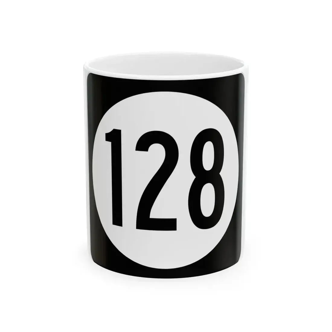 Iowa 128 (Iowa) (Road Sign) White Coffee Mug 11oz - Go Mug Yourself