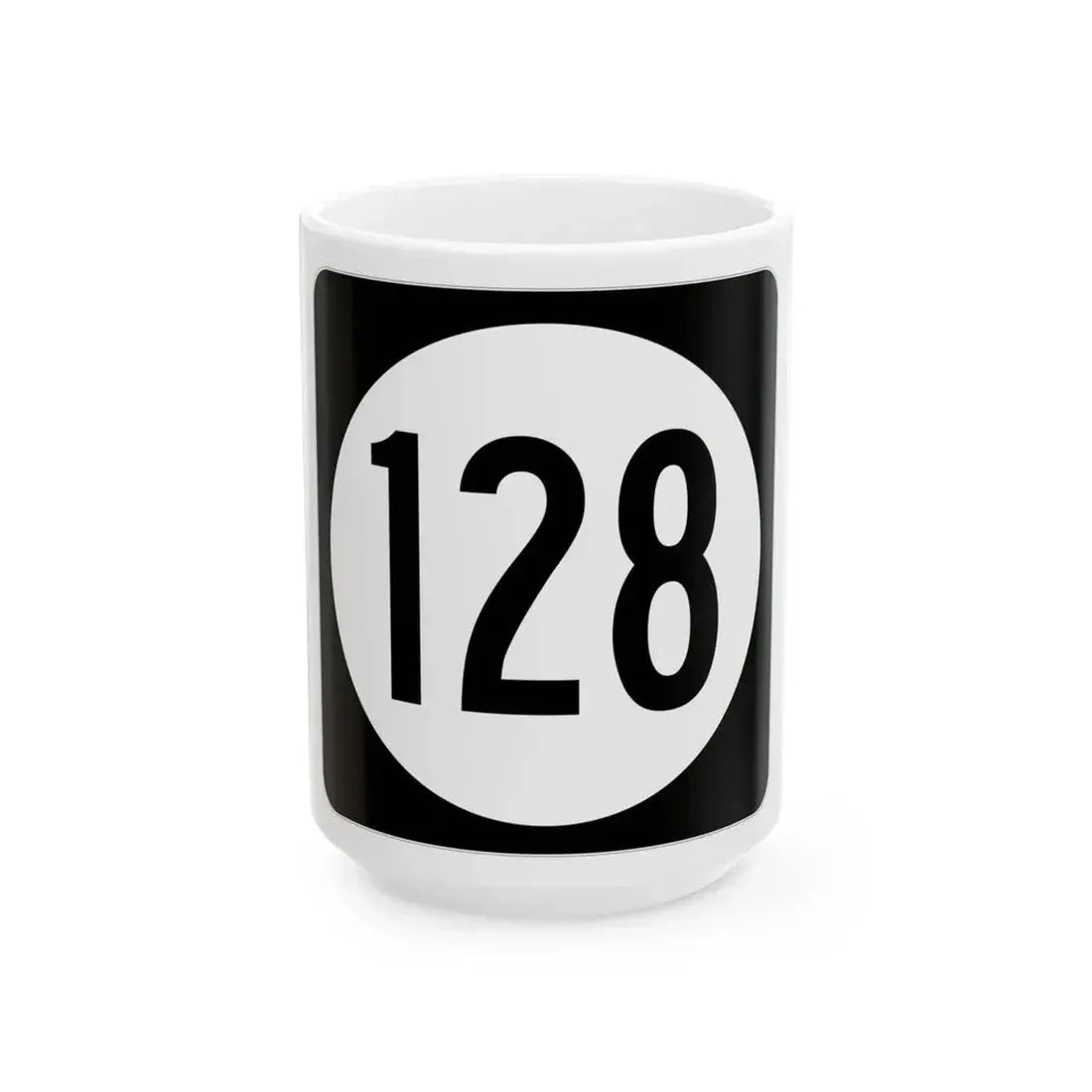 Iowa 128 (Iowa) (Road Sign) White Coffee Mug 15oz - Go Mug Yourself