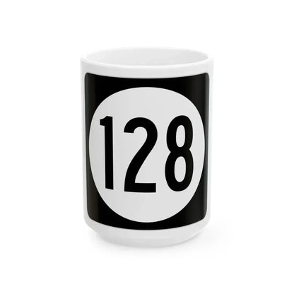 Iowa 128 (Iowa) (Road Sign) White Coffee Mug 15oz - Go Mug Yourself