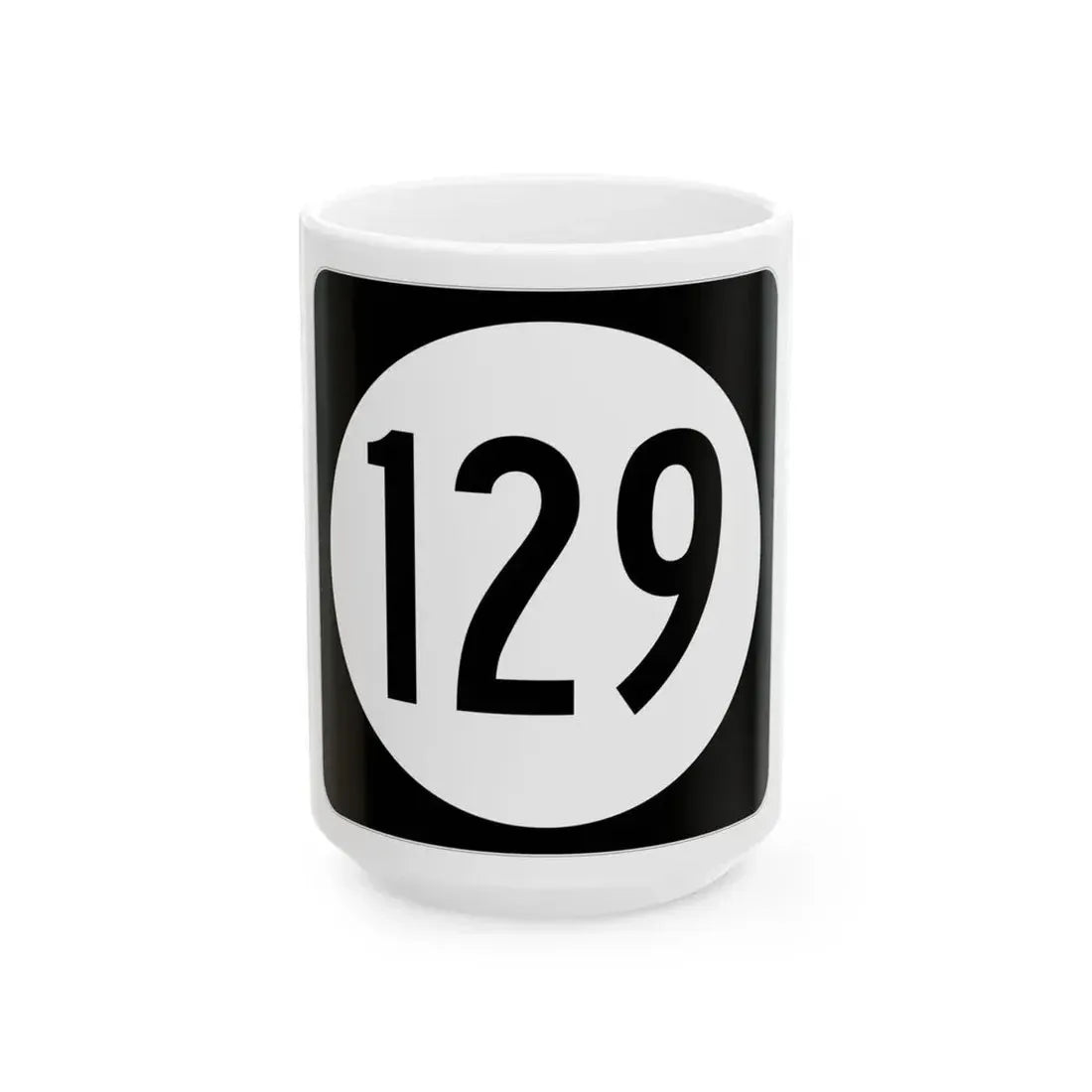 Iowa 129 (Iowa) (Road Sign) White Coffee Mug 15oz - Go Mug Yourself