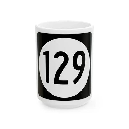 Iowa 129 (Iowa) (Road Sign) White Coffee Mug 15oz - Go Mug Yourself