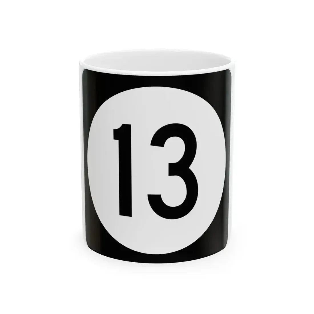 Iowa 13 (Iowa) (Road Sign) White Coffee Mug 11oz - Go Mug Yourself