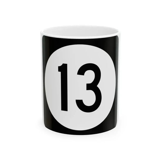 Iowa 13 (Iowa) (Road Sign) White Coffee Mug 11oz - Go Mug Yourself