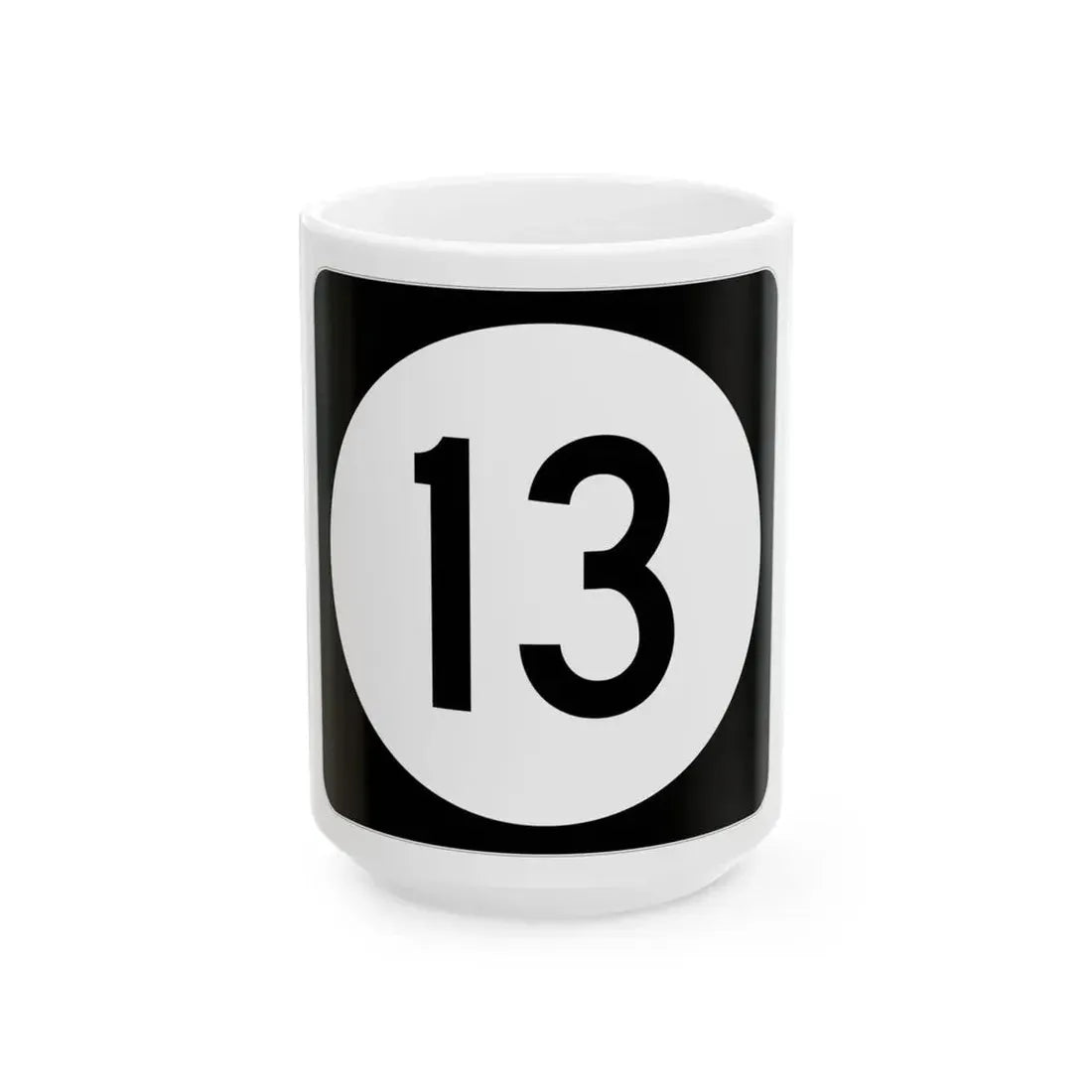 Iowa 13 (Iowa) (Road Sign) White Coffee Mug 15oz - Go Mug Yourself