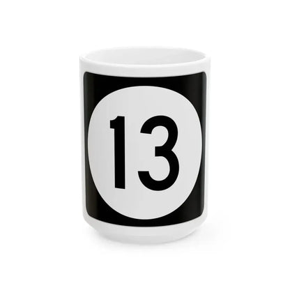 Iowa 13 (Iowa) (Road Sign) White Coffee Mug 15oz - Go Mug Yourself