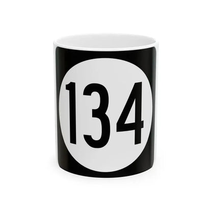 Iowa 134 (Iowa) (Road Sign) White Coffee Mug 11oz - Go Mug Yourself