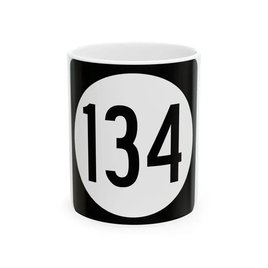 Iowa 134 (Iowa) (Road Sign) White Coffee Mug 11oz - Go Mug Yourself