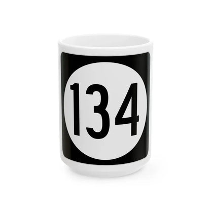 Iowa 134 (Iowa) (Road Sign) White Coffee Mug 15oz - Go Mug Yourself