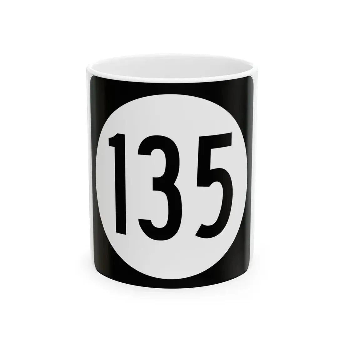 Iowa 135 (Iowa) (Road Sign) White Coffee Mug 11oz - Go Mug Yourself