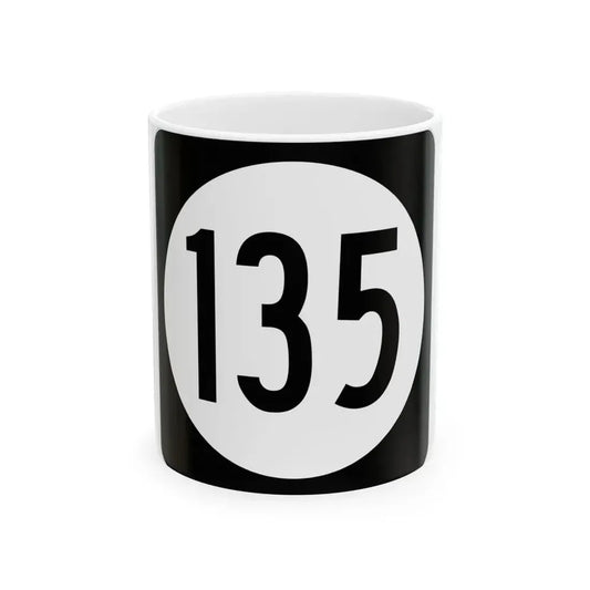 Iowa 135 (Iowa) (Road Sign) White Coffee Mug 11oz - Go Mug Yourself