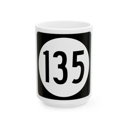 Iowa 135 (Iowa) (Road Sign) White Coffee Mug 15oz - Go Mug Yourself