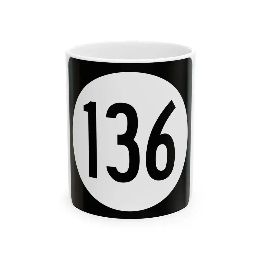 Iowa 136 (Iowa) (Road Sign) White Coffee Mug 11oz - Go Mug Yourself