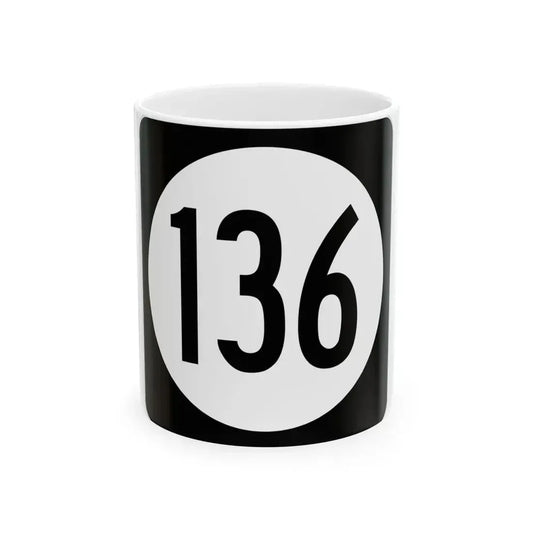 Iowa 136 (Iowa) (Road Sign) White Coffee Mug 11oz - Go Mug Yourself