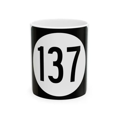 Iowa 137 (Iowa) (Road Sign) White Coffee Mug 11oz - Go Mug Yourself