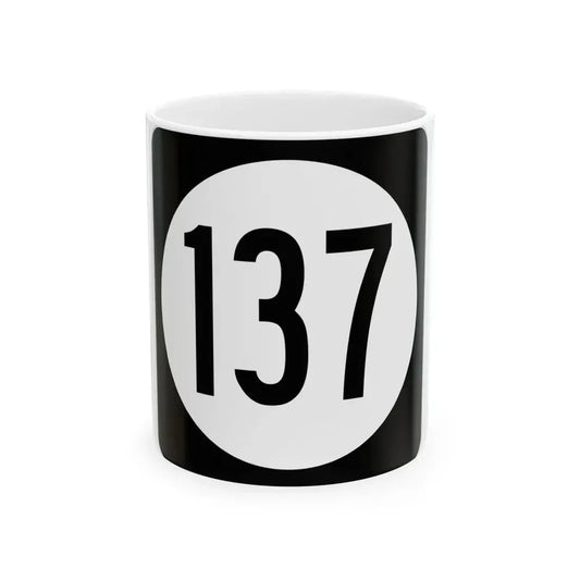 Iowa 137 (Iowa) (Road Sign) White Coffee Mug 11oz - Go Mug Yourself