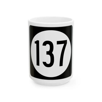 Iowa 137 (Iowa) (Road Sign) White Coffee Mug 15oz - Go Mug Yourself