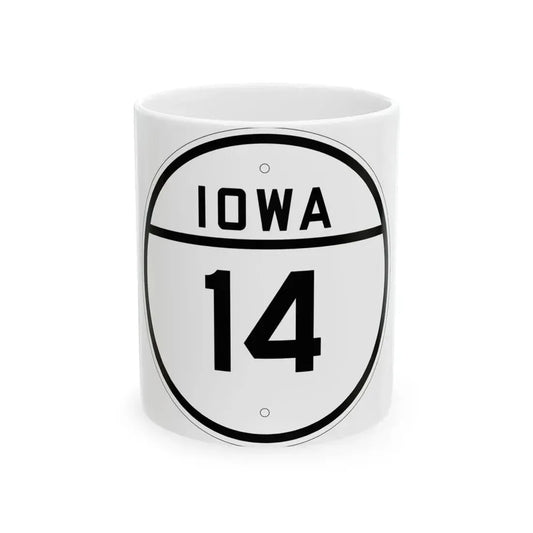 Iowa 14 1926 (Iowa) (Road Sign) White Coffee Mug 11oz - Go Mug Yourself