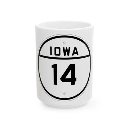 Iowa 14 1926 (Iowa) (Road Sign) White Coffee Mug 15oz - Go Mug Yourself