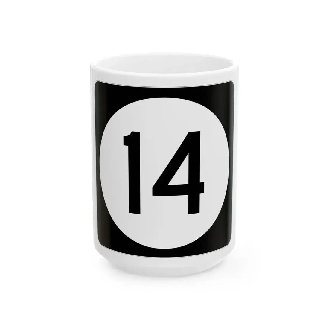 Iowa 14 (Iowa) (Road Sign) White Coffee Mug 15oz - Go Mug Yourself