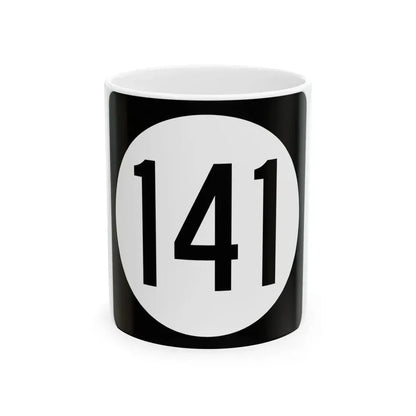Iowa 141 (Iowa) (Road Sign) White Coffee Mug 11oz - Go Mug Yourself