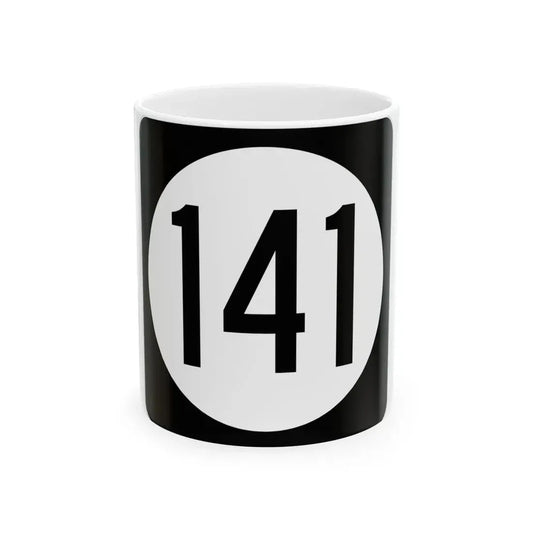 Iowa 141 (Iowa) (Road Sign) White Coffee Mug 11oz - Go Mug Yourself