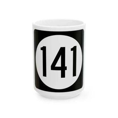 Iowa 141 (Iowa) (Road Sign) White Coffee Mug 15oz - Go Mug Yourself