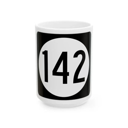 Iowa 142 (Iowa) (Road Sign) White Coffee Mug 15oz - Go Mug Yourself