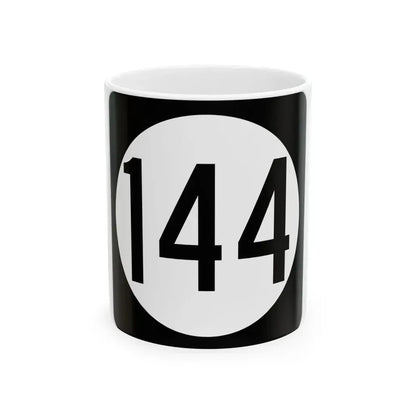 Iowa 144 (Iowa) (Road Sign) White Coffee Mug 11oz - Go Mug Yourself