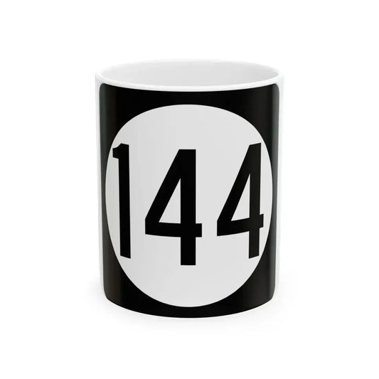 Iowa 144 (Iowa) (Road Sign) White Coffee Mug 11oz - Go Mug Yourself