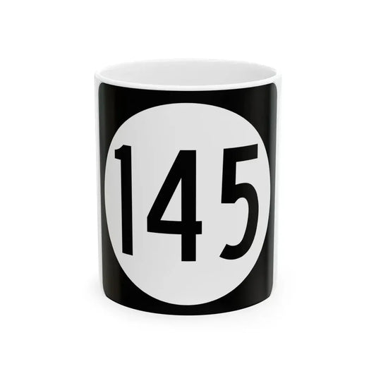 Iowa 145 (Iowa) (Road Sign) White Coffee Mug 11oz - Go Mug Yourself