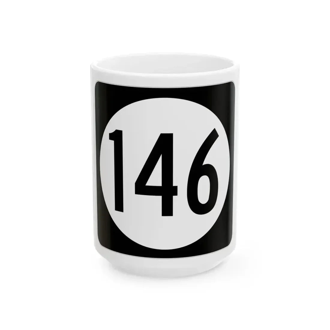 Iowa 146 (Iowa) (Road Sign) White Coffee Mug 15oz - Go Mug Yourself