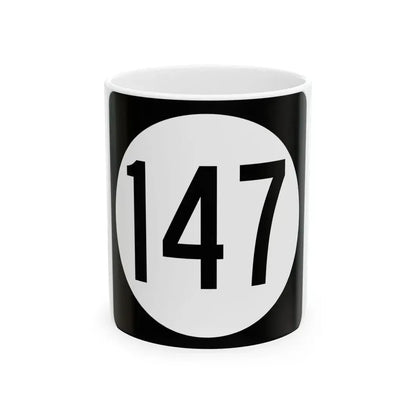Iowa 147 (Iowa) (Road Sign) White Coffee Mug 11oz - Go Mug Yourself