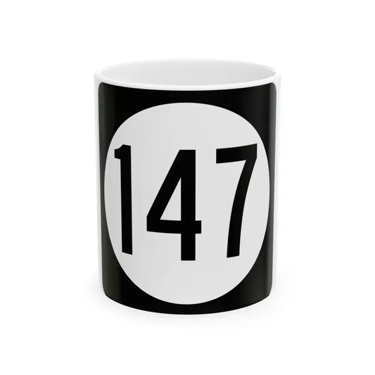 Iowa 147 (Iowa) (Road Sign) White Coffee Mug 11oz - Go Mug Yourself