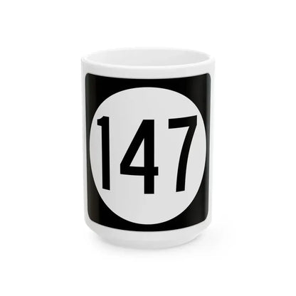 Iowa 147 (Iowa) (Road Sign) White Coffee Mug 15oz - Go Mug Yourself