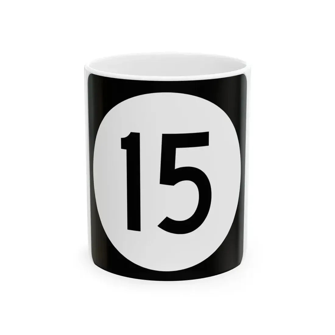 Iowa 15 (Iowa) (Road Sign) White Coffee Mug 11oz - Go Mug Yourself