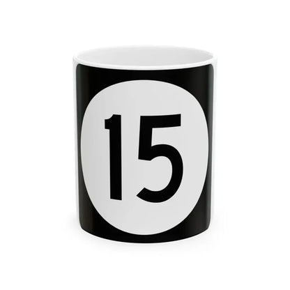 Iowa 15 (Iowa) (Road Sign) White Coffee Mug 11oz - Go Mug Yourself