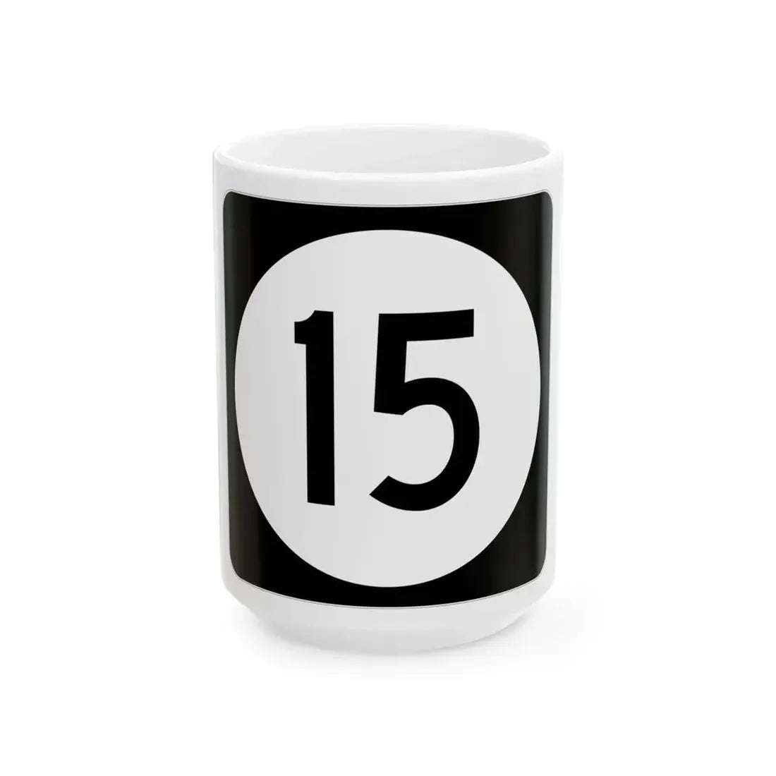 Iowa 15 (Iowa) (Road Sign) White Coffee Mug 15oz - Go Mug Yourself