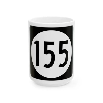 Iowa 155 (Iowa) (Road Sign) White Coffee Mug 15oz - Go Mug Yourself