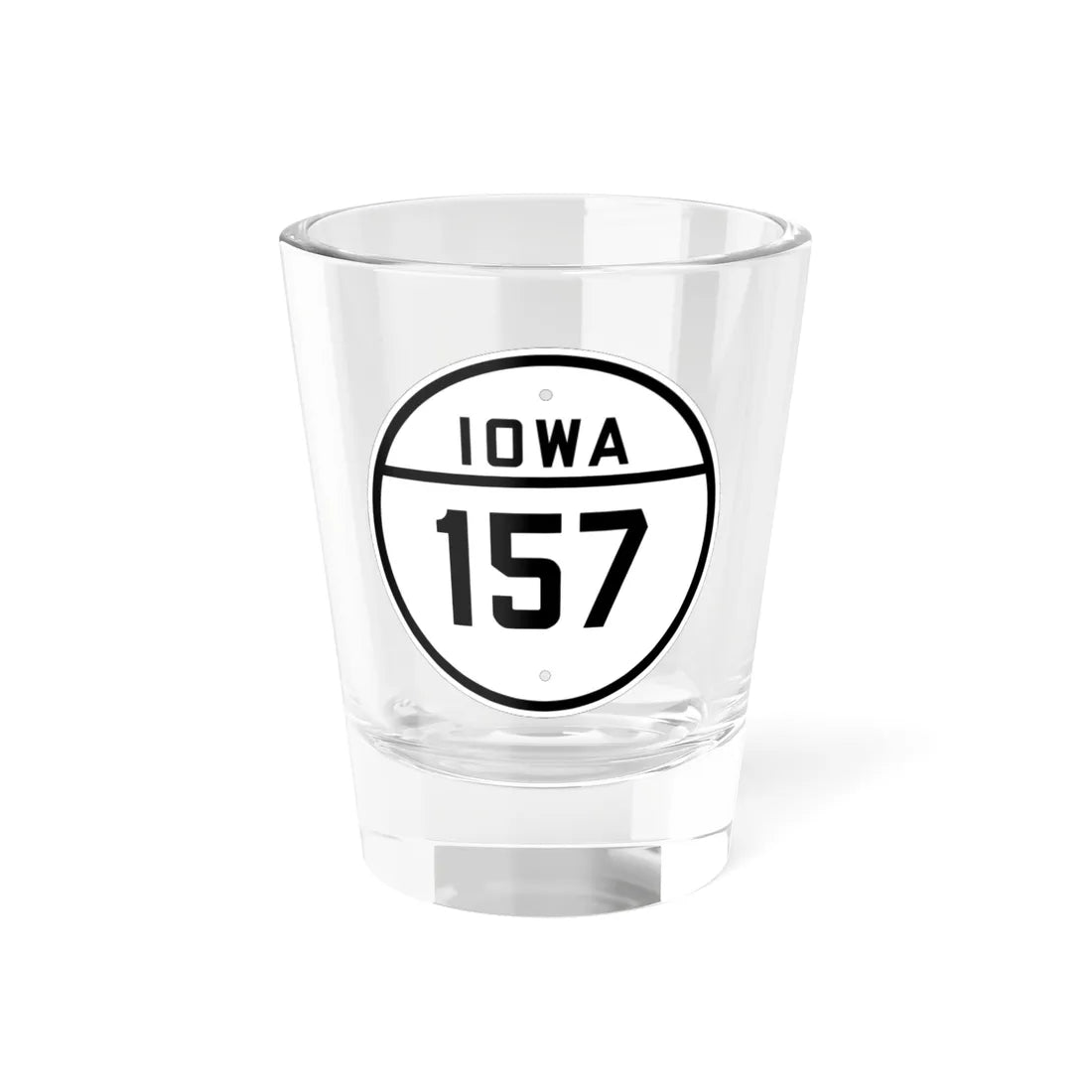 Iowa 157 1926 (Iowa) (Road Sign) Shot Glass 1.5oz 1.5oz - Go Mug Yourself