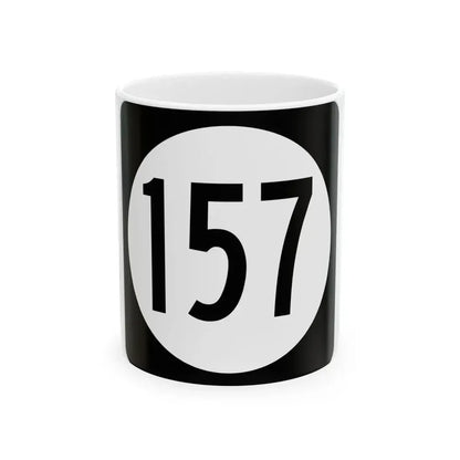 Iowa 157 (Iowa) (Road Sign) White Coffee Mug 11oz - Go Mug Yourself